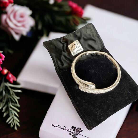 Dextera Rhodium-Plated & Swarovski Crystal Cuff Bangle Bracelet, SAKS FIFTH AVE - Picture 1 of 11